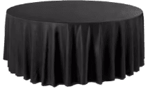 Mantel redondo negro para mesas, ideal para decoración de eventos y mobiliario de Calas.